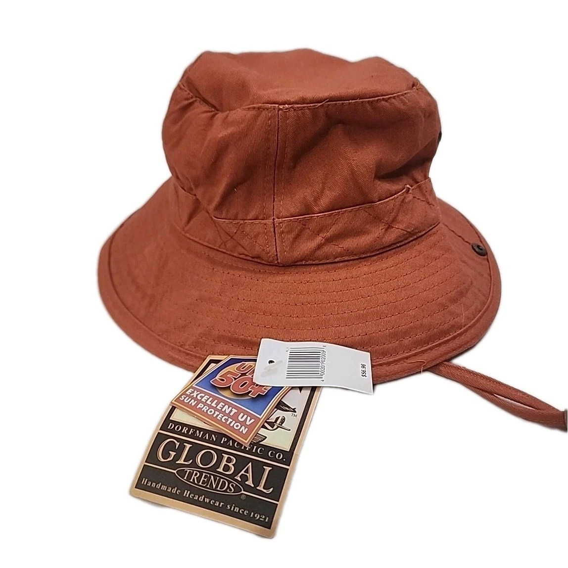 GLOBAL TRENDS Hat Adult Orange Bucket UPF 50+ UV Sun Protection Fishing Hunting
