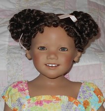 WEE 3 BLACK CHILD Doll Wig SIZE 14-15.5 BIG MED BROWN Afro Ponytails NWT