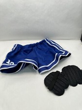 Build A Bear BABW Soccer Shorts Blue White Stripped Number 10 Shin Guards