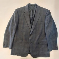 Jos A Bank Established 1905 Blue Plaid 100 Wool Blazer Sport Coat 46R EUC
