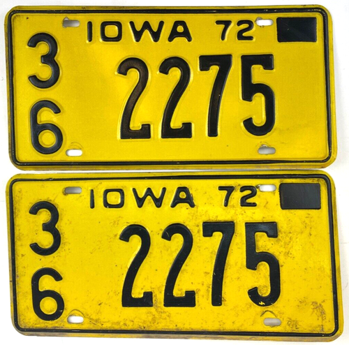 Iowa Auto 1972 Vecchia Targa Set Fremont Co. Uomo Grotta Decorazione Parete Collezionisti - Foto 1 di 2