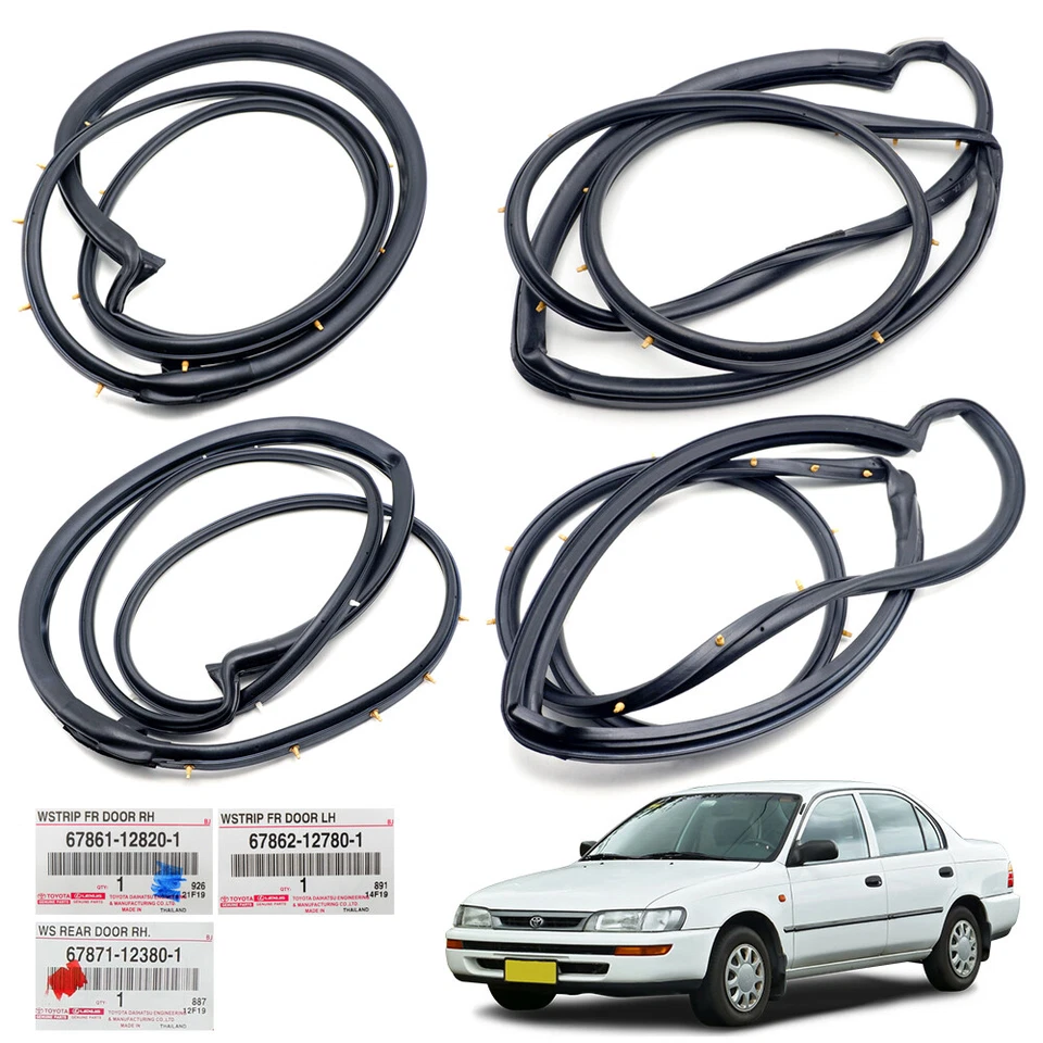 4Pcs Door Rubber Weatherstrip Seal For Toyota Corolla 1991 - 1995 Foto 2 de 4