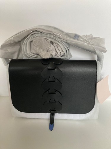 Kate Spade Nadine Woven Spade Medium Flap Shoulder Leather Bag Black/Violet -NWT - Bild 2 von 9
