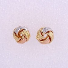 9ct 9k Yellow Rose & White   Gold Plated  Ladies Stud Earrings 9mm, Gift",754