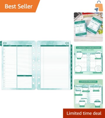 2024-2025 Daily Planner Refills - Task Lists & Notes for Effective Scheduling