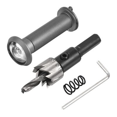 5/8'' Door Viewer Peephole with Drill Bit 2-9/16'' to 4-1/8'' Grey