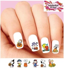 Waterslide Nail Decals Set of 20 - Halloween Charlie Brown Snoopy Assorted