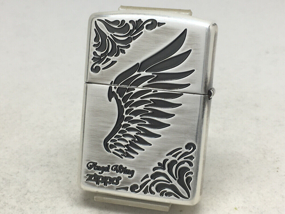Zippo Armor Case Arabesque Shell Inlay Wing Angel Silver Oil