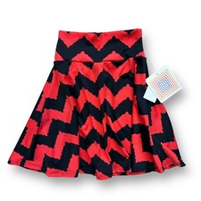 NEW Girls Chevron Skirt Size 2 Toddler Red Black Elastic Waist Twirl Skirt