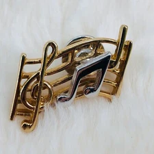 Vtg Avon Gold Tone Lapel Tac Pin - Musical Staff Music Note Favorite Pastimes