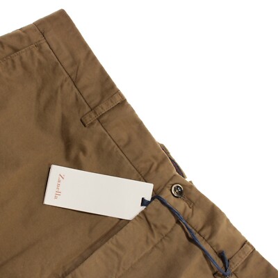 Zanella NWT Chinos / Casual Pants Size 36 US Noah In Solid Brown Cotton Blend