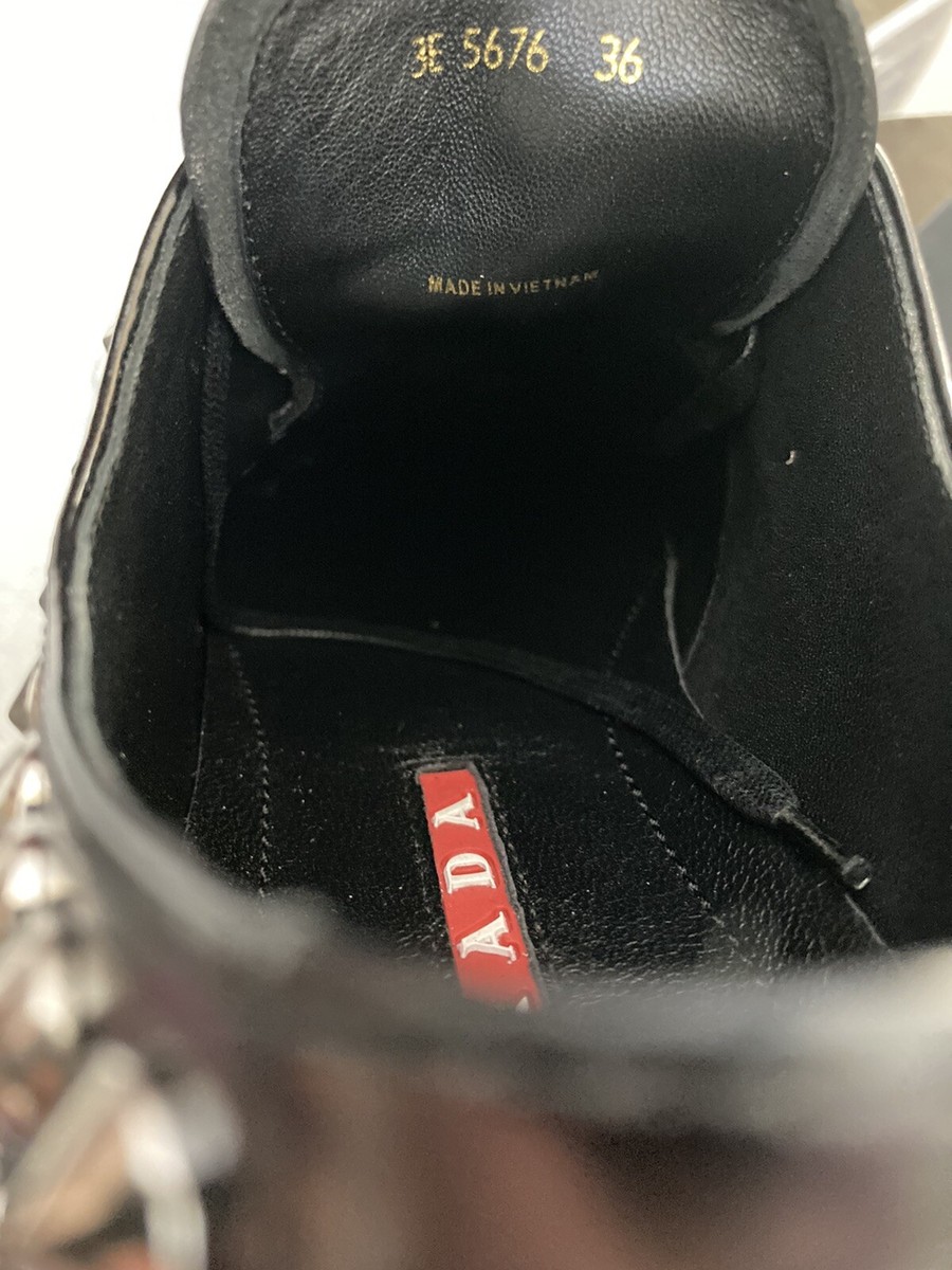 NIB 100% AUTH Prada Studded Wingtip Lace Up Sporty Oxford