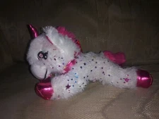 Classic Toy Co Unicorn Plush 10" White Pink Stars Glitter Stuffed Animal Sparkle