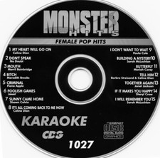 Female Pop Monster Hits Karaoke CD G 1027 Sarah McLachlan,Sheryl Crow, Jewel 