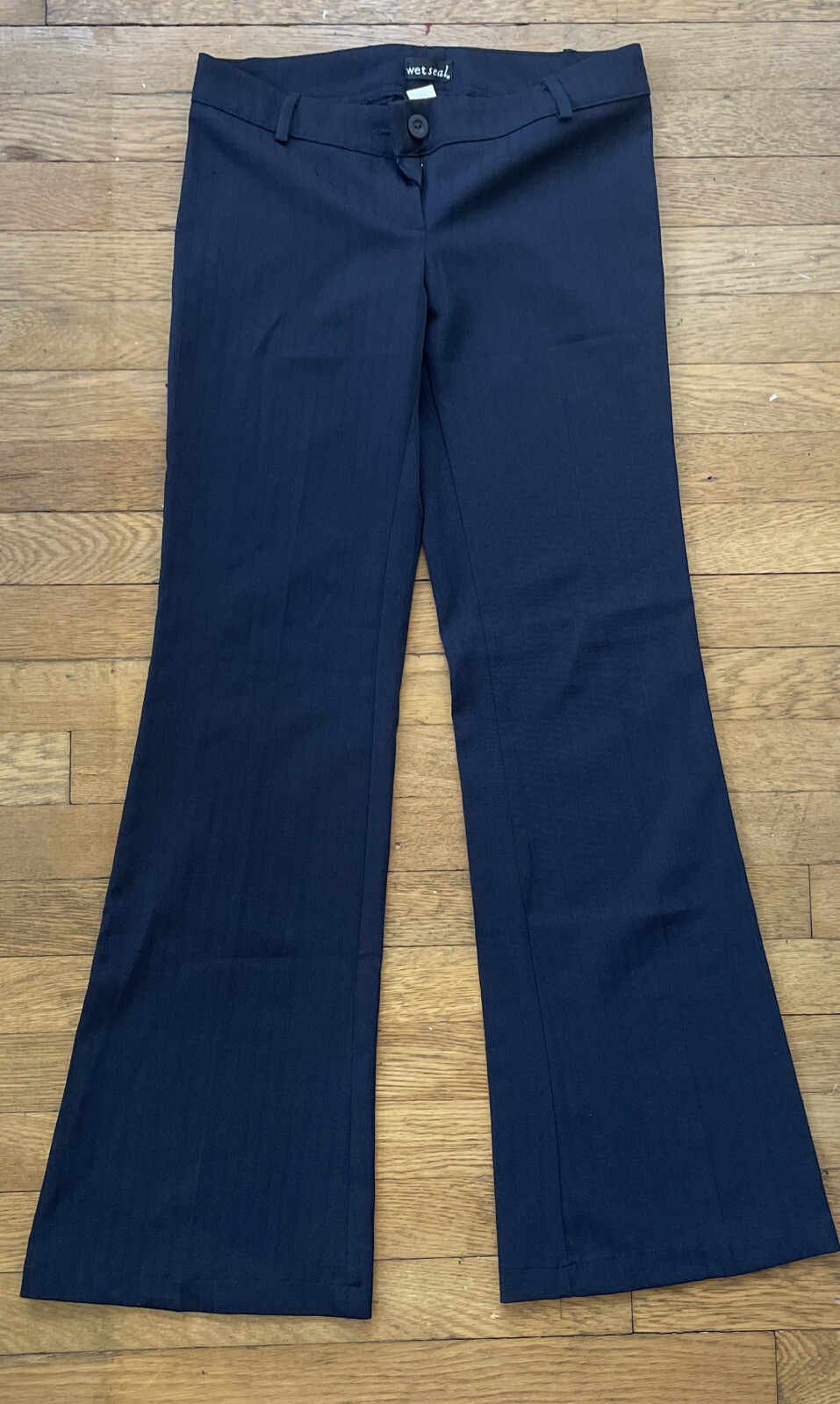 Y2K Vintage Wet Seal Navy blue Pin Stripe low-rise Flare dress