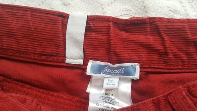 Pantalon Slim Garçon Jacadi Velours Rouge - Taille 6 Ans - Très Bon état