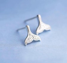 Adorable Silver SP Fish Mermaid Tail Stud Earring
