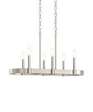 Brene 28"W 6-light Linear Farmhouse Chandelier by Kichler Brushed Nickel Finish