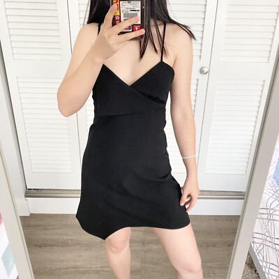 Zara black surplice mini dress | eBay