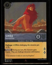 Simba Returned King 189/204 Rare Non-Foil Steel First Chapter Disney Lorcana