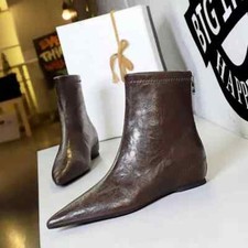 Stivaletti Stivali Tacco Basso Zeppa Tacco 3 cm Marrone Pelle Sintetica 25837