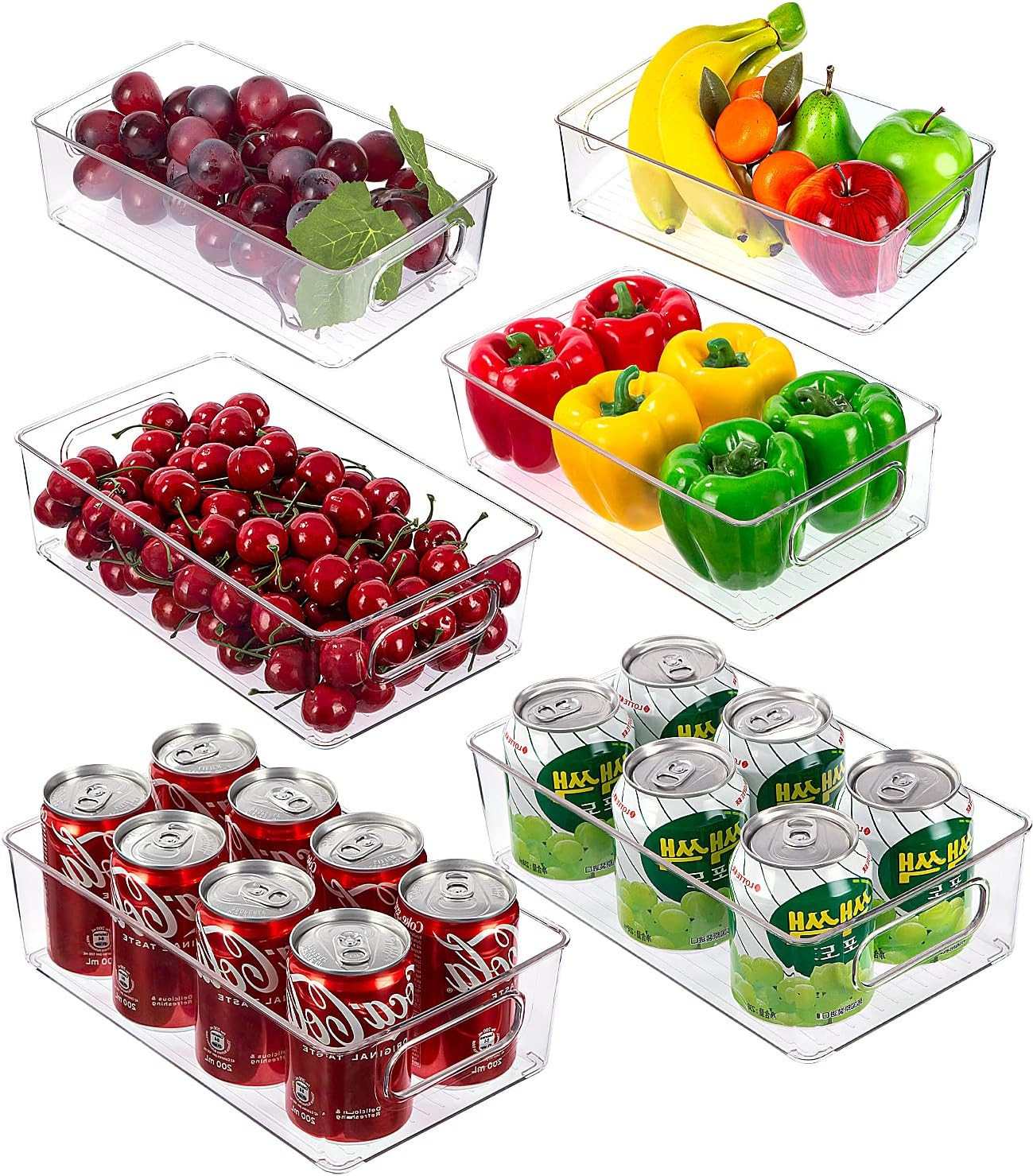 Organiseur Frigo Tallgoo avec Poignées Intégrées et Bacs Transparents Empilables
