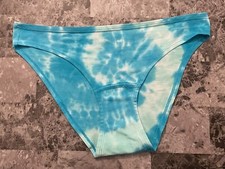 NWOT VICTORIA'S SECRET PINK L BLUE AQUA TIE DYE RARE BIKINI PANTIES RUN SMALLER