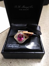 14k Gold over Silver Lab Created Stones Ring Size 7.5 MSrp 200