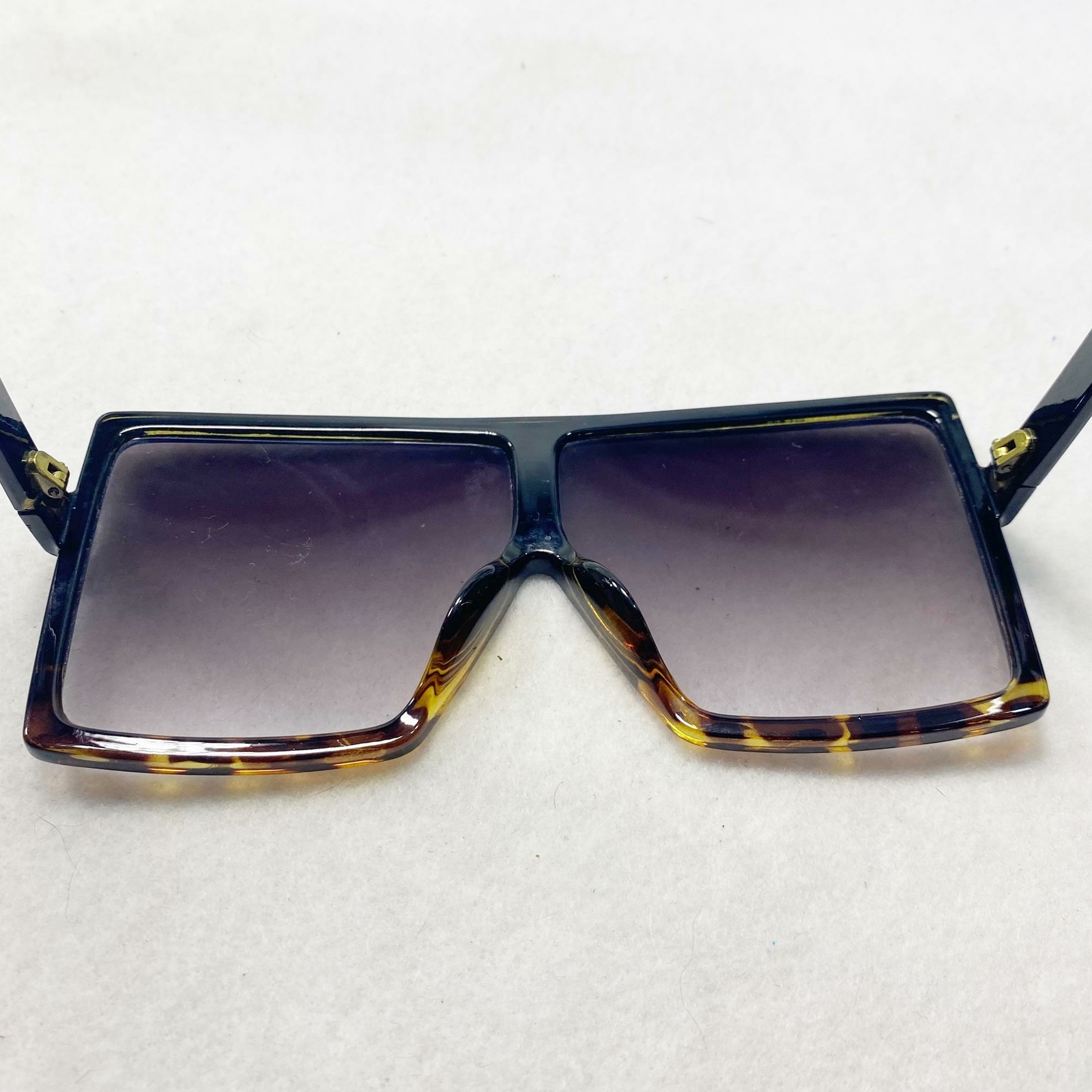Oversized Square Tortoise Shield Frame Sunglasses - image 8