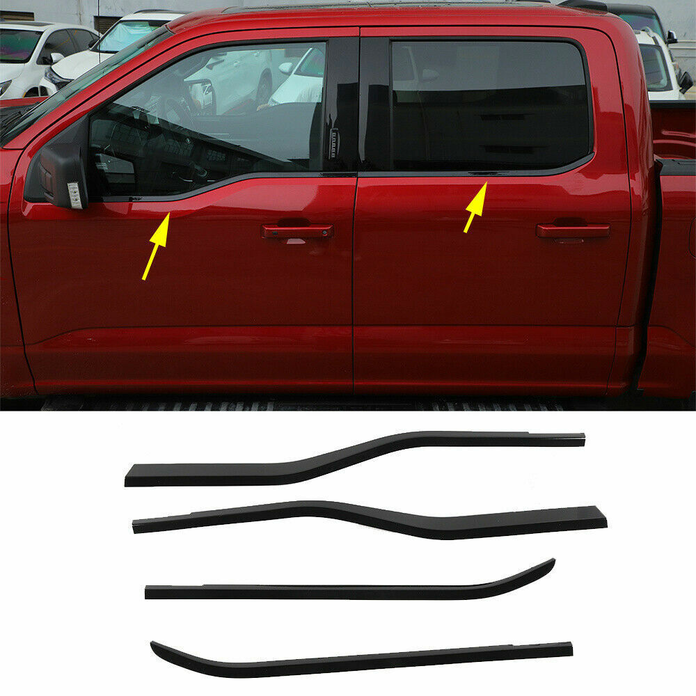 Fit Fitd F-150 2021-2023 ABS glossy black Car window Bottom strip Cover Trim
