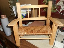 Natural Wood Handmade Woven Teddy Bear Doll Bench Woven Seat/Sturdy and Clean/EU