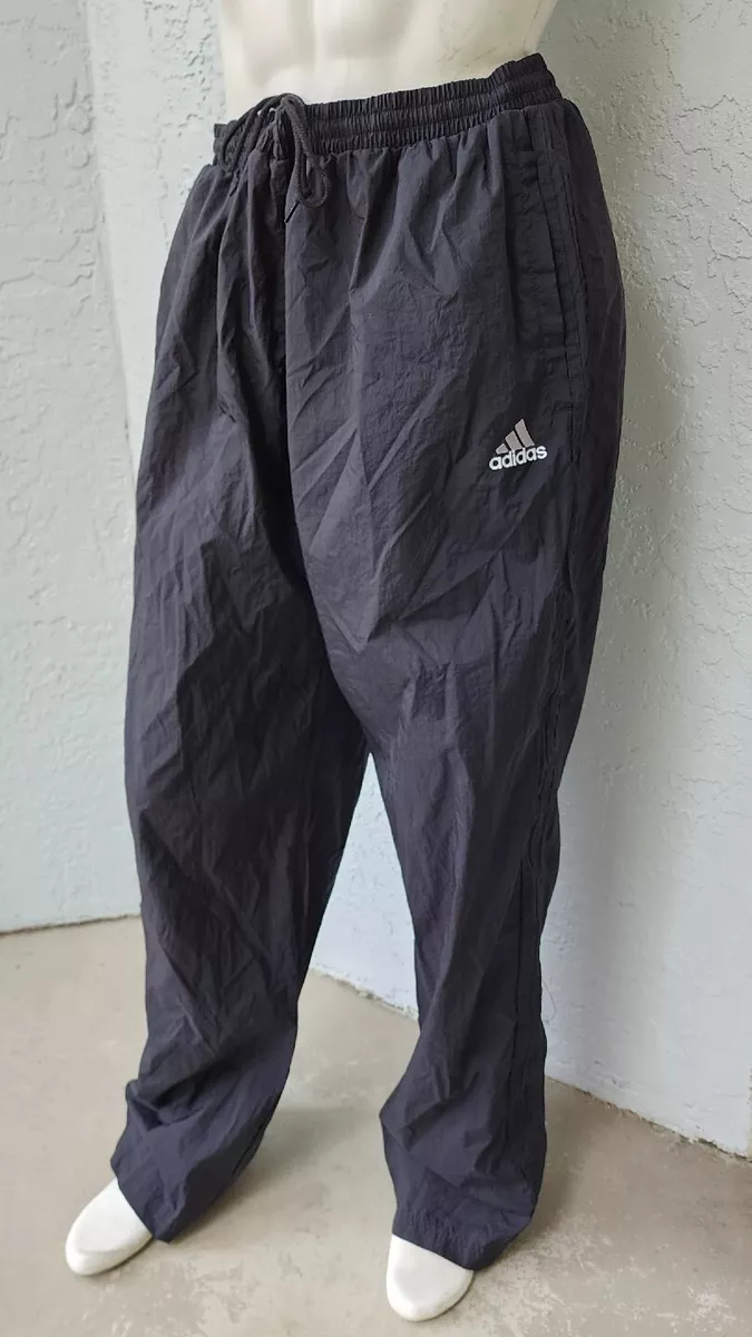 Vintage Y2K Adidas Nylon Track Pants Tripple Black Zip Ankle Nylon Mens  Size XXL