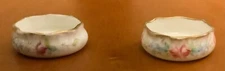 Two Antique B.B & B Phila PA porcelain salt cellars gold trim floral Belleek