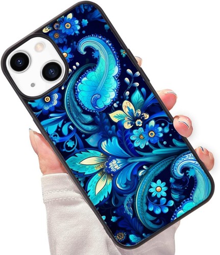 For Samsung A15 A16 S23 S24 S25 Ultra FE blue aqua paisley pattern Plastic Cover - 第 7/25 張圖片