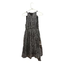 Leon max limited edition 100% silk cocktail dress size 4 Mini Black White Halter
