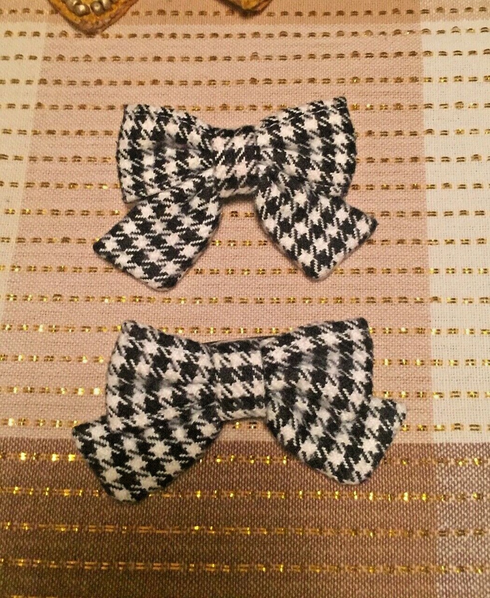 Lot De 2 Barrettes à Noeuds Gymboree - Motif Pied De Poule Noir & Blanc - Occasion