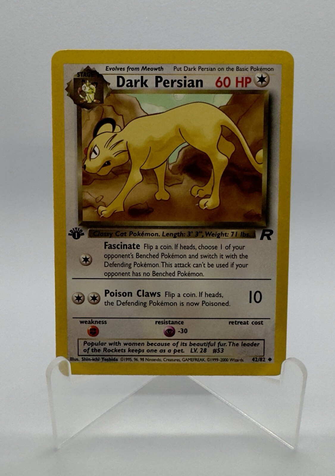 Pokémon TCG Team Rocket 1st Edition Dark Persian 42/82 Uncommon Regular NM/Mint