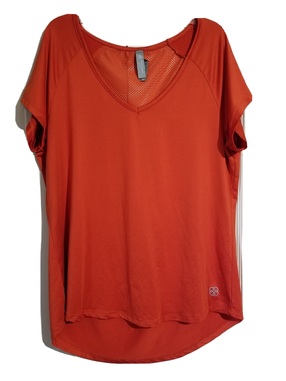 Daisy Fuentes Fit Women Large Activewear Orange Short Sleev V-Neck  Polyester Top | eBay