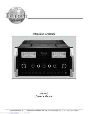 Bedienungsanleitung-Owner's Manual für McIntosh MA 7000 