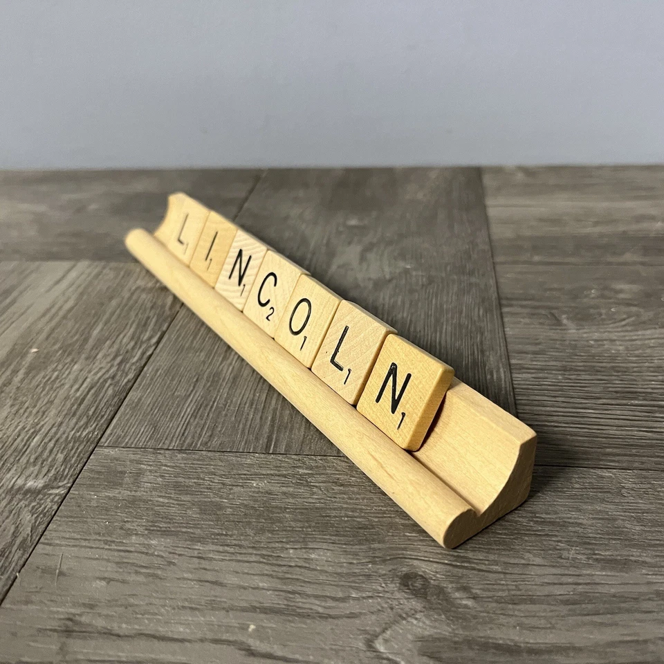 Lote de 18 soportes para letras de azulejos de scrabble madera artesanías conjuntos boda Foto 3 de 4