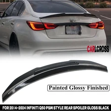 FOR 14-2024 INFINITI Q50 PSM STYLE HONEYCOMB GLOSSY BLACK DUCKBILL TRUNK SPOILER