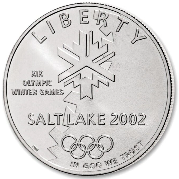 (1) 2002 P Salt Lake Winter Olympic Games Silver $1 Dollar MS/UNC Coin wBox& COA - Image 2 of 4