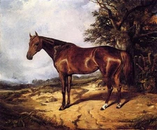 Dream-art oil painting arthur-fitzwilliam-tait-thoroughbred red horse landscape