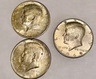 1964-D 1964P 1969P circulated Kennedy Half Dollars 2@90% & 1@40% Silver content