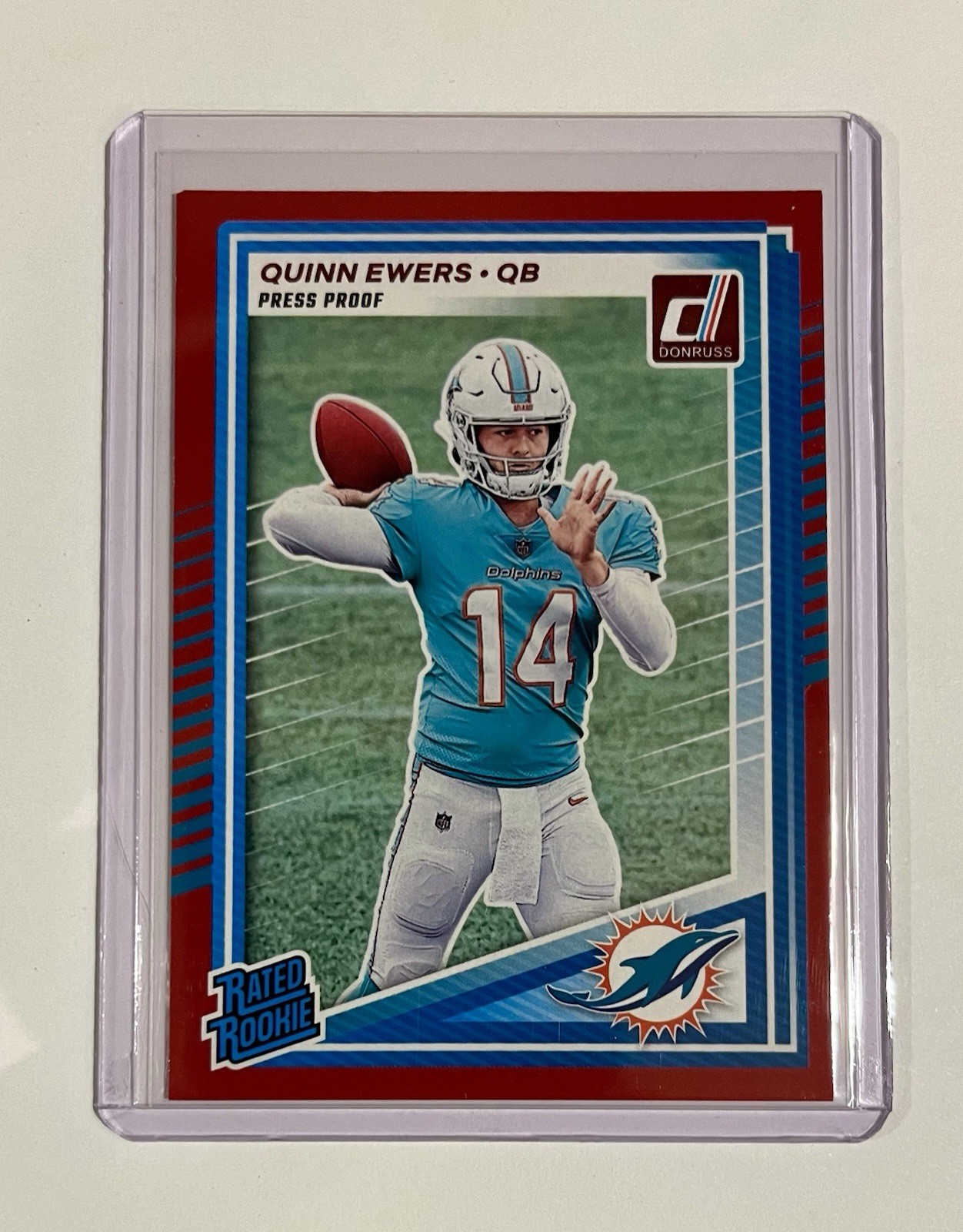 2025 Panini Donruss Quinn Ewers Rated Rookie Red Press Proof #342 MIA/Texas RC