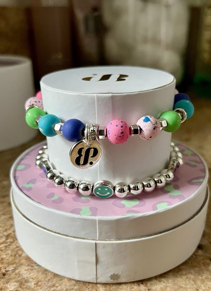 Bomb Party RETRO Partial Stack W/Removable Diamond CZ Smiley Face Charm - Image 4 of 4