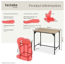 Esstisch mit höhenverstellbaren Kunststofffüßen 