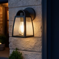 AußEnleuchte Fassadenlampe Wandleuchte Led Filament Alu Schwarz Glas Klar Balkon