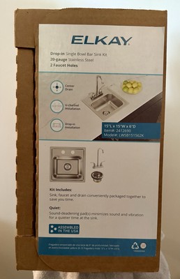 Elkay Drop In Single Bowl Bar Sink Kit Stainless & Delta High Rise Faucet Lorain