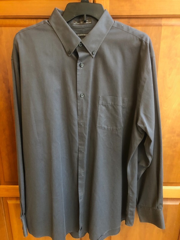 Nordstrom Smartcare Mens XL Gray men's shirt Wrinkle Free Traditional Fit Cotton
